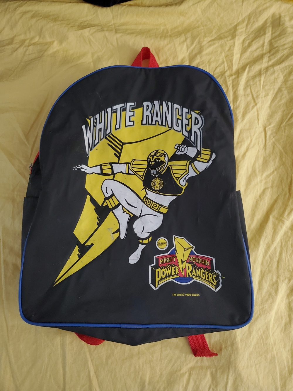Power Ranger White Ranger Black & Yellow Kids Backpack